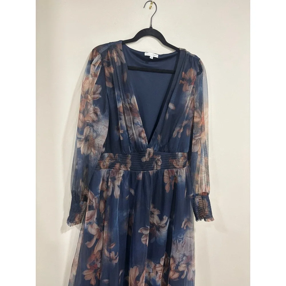 Baltic Born Floral Maxi Dress 3XL Blue Sheer Boho Romantic Cottagecore - Picture 4 of 8